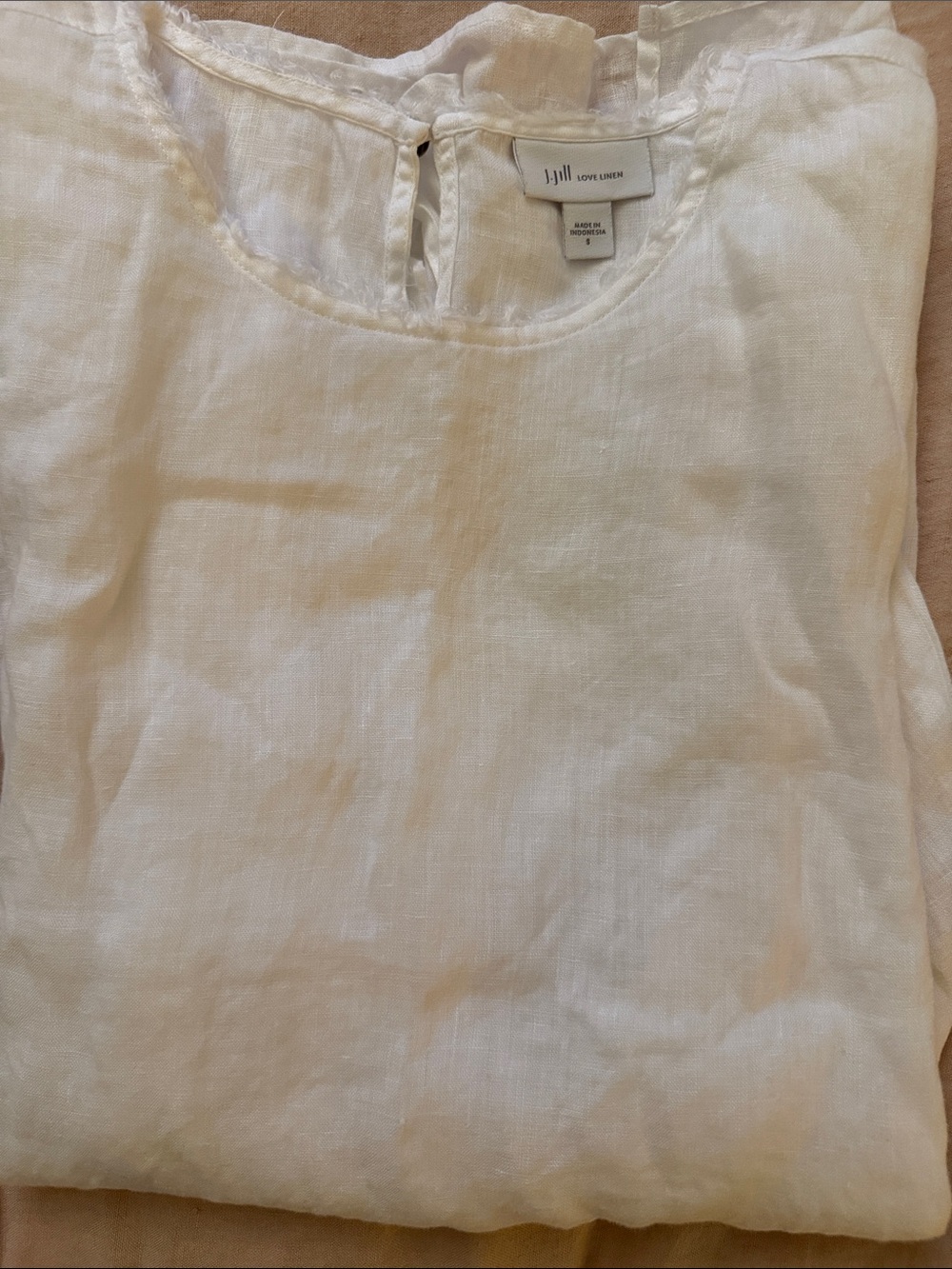 J. Jill White Linen Scoop Neck Blouse tunic size S
